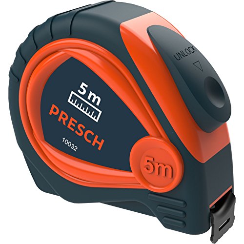 Presch Bandmaß 5m - Robustes Maßband mit stabiler Gürtelklemme und automatischem Aufrollsystem - Profi Rollmeter 5m Presch Bandmaß 5m - Robustes Maßband mit stabiler Gürtelklemme und automatischem Aufrollsystem - Profi Rollmeter 5m von PRESCH