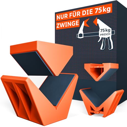 Presch Eck-Aufsatz für Einhandzwingen 2 Stk. – Kompatibel mit Presch 75kg Spannkraft Zwingen - Winkelaufsatz, Eckbacken für 90° Fixierungen – Robustes Fiberglas-Gehäuse für dauerhafte Leistung von PRESCH