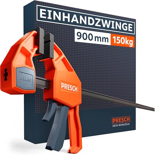 Presch Einhandzwinge 900mm – Schnellspannzwinge mit 150kg Spannkraft für sofortiges Fixieren – Extrem stabile Zwinge dank Carbonstahl & glasfaserverstärktem Gehäuse – Spannzwinge mit Spreizfunktion Presch Einhandzwinge 900mm – Schnellspannzwinge mit 150kg Spannkraft für sofortiges Fixieren – Extrem stabile Zwinge dank Carbonstahl & glasfaserverstärktem Gehäuse – Spannzwinge mit Spreizfunktion von PRESCH