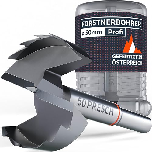 Presch Forstnerbohrer Ø 50mm - Extrem scharfer, langlebiger Astlochbohrer - Hochpräzise Zentrierspitze für perfekten Rundlauf - Zuverlässige Leistung dank optimierter Standzeit von PRESCH