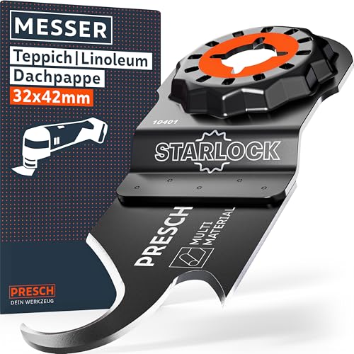 Presch Hakenklinge für Multitool 32mm - Starlock Zubehör für werkzeuglosen Wechsel - Exakte Schnitte in Dachpappe, Teppich, etc. dank scharfer Messerschneide - Präzises Multicutter Messer Presch Hakenklinge für Multitool 32mm - Starlock Zubehör für werkzeuglosen Wechsel - Exakte Schnitte in Dachpappe, Teppich, etc. dank scharfer Messerschneide - Präzises Multicutter Messer von PRESCH