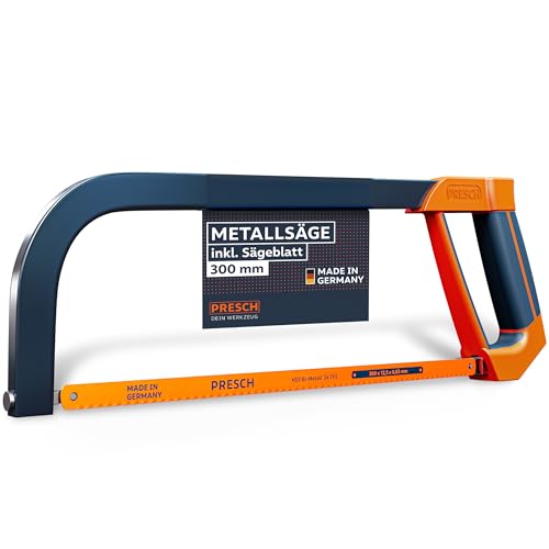 Presch Metallsäge 300mm - Inkl. BI-Metall Sägeblatt für präzise Schneidleistung - 90° Sägeblatt-Rotation für horizontale & vertikale Schnitte - Ergonomischer Griff inklusive Spannschlüssel von PRESCH