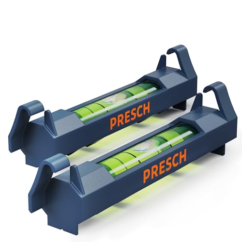 Presch Schnurwasserwaage 2 Stk. - Extrem fester Halt dank Sicherungshaken - Leichtes Design für perfekt ausgerichtete Schnur - Bruchfeste Acrylglaslibelle - 360° ablesbar zum präzisen Ausrichten von PRESCH
