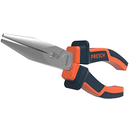 Presch Spitzzange gerade 160mm lang - Kleine Profi Zange mit integrierter Schneide - Mehrschichtige Flachrundzange von PRESCH