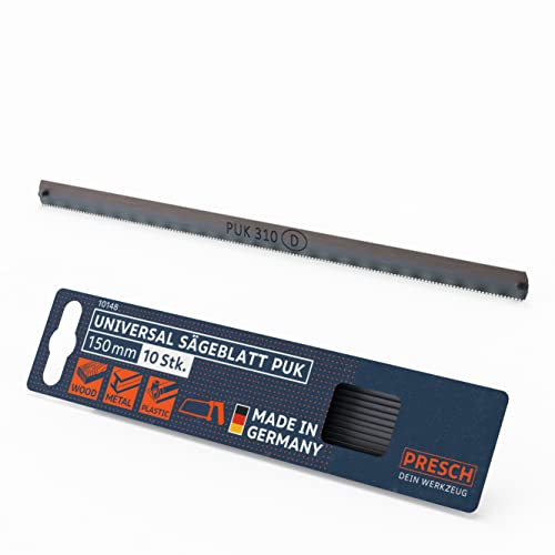 Presch Universalsägeblatt PUK 150mm 10 Stk. - Original Sägeblätter Set für Handsägen - Universal für Holz, Metall und Kunststoffe - Puksägeblätter von PRESCH