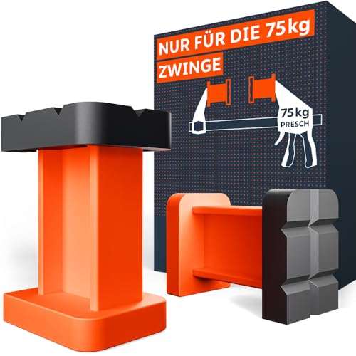 Presch Verlängerungsbacken 2 Stk. – Für Presch Einhandzwingen mit 75kg Spannkraft - Mit Rasterstruktur für festen Halt - Dauerhafte Leistung dank robustem Fiberglas-Material von PRESCH