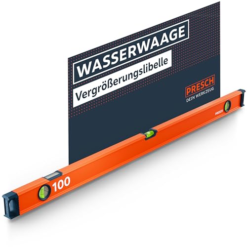Presch Wasserwaage 100cm - Bruchfeste Weitwinkellibelle inkl. 2% Gefälle-Anzeige - Vertical-View-Funktion dank Sichtfenster - Innovative Anti-Rutsch‑Endkappen & präzisionsgefräste Messfläche Presch Wasserwaage 100cm - Bruchfeste Weitwinkellibelle inkl. 2% Gefälle-Anzeige - Vertical-View-Funktion dank Sichtfenster - Innovative Anti-Rutsch‑Endkappen & präzisionsgefräste Messfläche von PRESCH