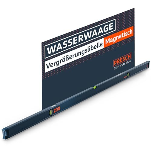 Presch Wasserwaage magnetisch 200cm - Bruchfeste Weitwinkellibelle inkl. 2% Gefälle-Anzeige - Vertical-View-Funktion dank Sichtfenster - Innovative Anti-Rutsch‑Endkappen & präzise Messfläche von PRESCH