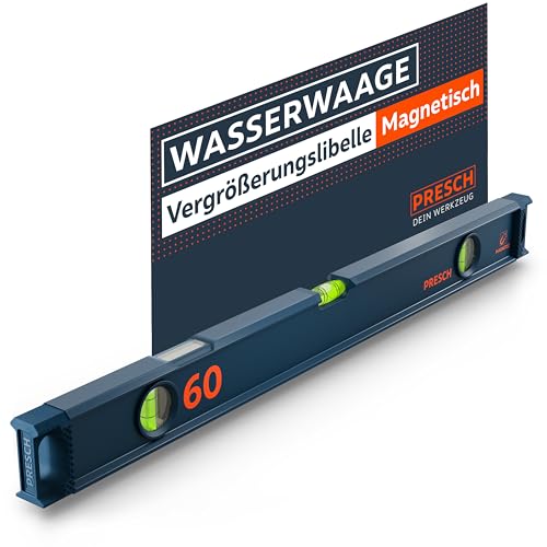 Presch Wasserwaage magnetisch 60cm - Bruchfeste Weitwinkellibelle inkl. 2% Gefälle-Anzeige - Vertical-View-Funktion dank Sichtfenster - Innovative Anti-Rutsch‑Endkappen & präzise Messfläche Presch Wasserwaage magnetisch 60cm - Bruchfeste Weitwinkellibelle inkl. 2% Gefälle-Anzeige - Vertical-View-Funktion dank Sichtfenster - Innovative Anti-Rutsch‑Endkappen & präzise Messfläche von PRESCH