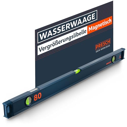 Presch Wasserwaage magnetisch 80cm - Bruchfeste Weitwinkellibelle inkl. 2% Gefälle-Anzeige - Vertical-View-Funktion dank Sichtfenster - Innovative Anti-Rutsch‑Endkappen & präzise Messfläche Presch Wasserwaage magnetisch 80cm - Bruchfeste Weitwinkellibelle inkl. 2% Gefälle-Anzeige - Vertical-View-Funktion dank Sichtfenster - Innovative Anti-Rutsch‑Endkappen & präzise Messfläche von PRESCH