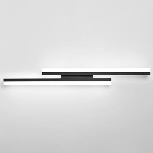 PRESDE LED Spiegelleuchte Badezimmer 120cm, 40W, 3200lm, Kaltes Weiß 6000K, moderne Spiegellampe Bad schwarz [Energieklasse F] von PRESDE