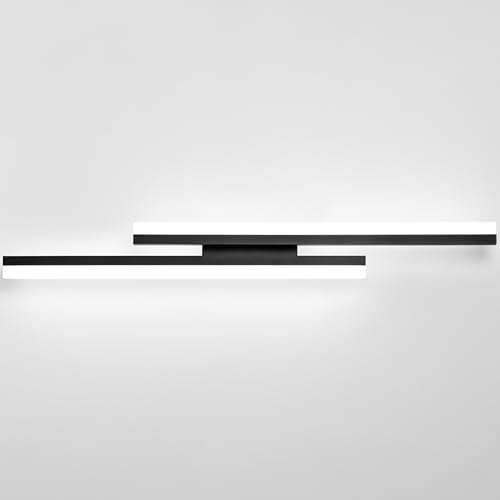 PRESDE LED Spiegelleuchte Badezimmer 80cm, 28W, 2240lm， Kaltes Weiß 6000K, moderne Spiegellampe Bad schwarz [Energieklasse F] von PRESDE