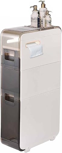 PRESSLAY 3-stöckiger Badezimmer-Aufbewahrungsschrank mit Schublade, wasserdichter Toilettenpapier-Aufbewahrungs-Organizer, schmaler Aufbewahrungsschrank, weiß… von PRESSLAY