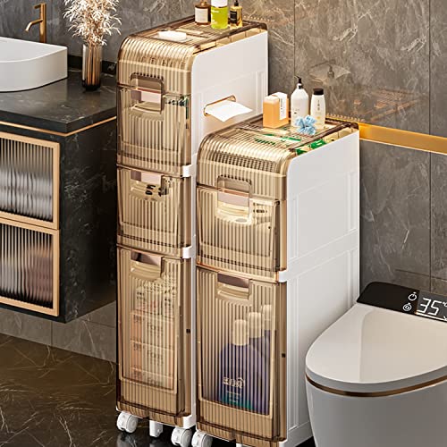 PRESSLAY Badezimmer-Aufbewahrungsschrank für kleine Räume, Eck-Badezimmer-Organizer-Sets, Toiletten-Waschtischunterschrank, schmaler Toilettenpapier-Aufbewahrungsschrank, 25 cm, 4 Ebenen von PRESSLAY