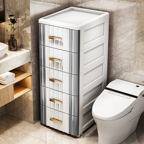 PRESSLAY Badezimmer-Unterschrank mit Schubladen, 4-stufiger Aufbewahrungsschrank mit schmalem Spalt, schmale Kommode, vertikale Aufbewahrungseinheit für kleine Küchen, Wäschereien, Toilettenlücken,C von PRESSLAY