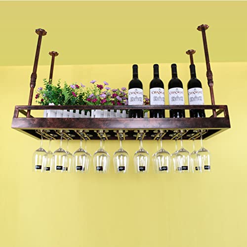 PRESSLAY Bar-Einheit, Metall-Display-Organizer-Regale | Deckenhängendes dekoratives Weinregal | Weinflaschen- und Champagnerkelch-Glashalter | Home Bar Küchenregal (Größe: 60 x 35 cm) von PRESSLAY