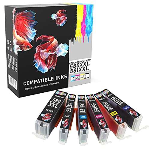 Prestige Cartridge SET 6 Kompatibel PGI-580XXL CLI-581XXL PGI-580/CLI-581 XXL Druckerpatronen für Pixma TS8150 TS8151 TS8152 TS8250 TS8251 TS8252 TS9150 TS9155 | extra hohe Kapazität XXL von PRESTIGE CARTRIDGE
