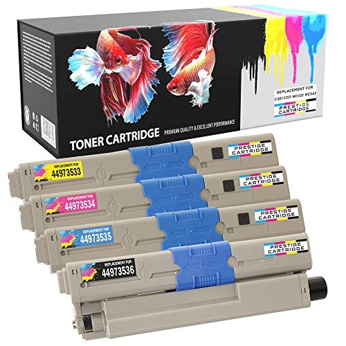 Prestige Cartridge Toner Kompatibel mit Oki C301 C301dn C321 C321dn MC332dn MC342dn MC342dnw MC342dw MC342w | 4er Pack von PRESTIGE CARTRIDGE