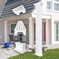 Säulen und Halbsäulen eckig voll kanneliert in 3 Größen, Fassadenstuck modern außen Prestige Decor Komplettset 2, Größe l - halbiert von PRESTIGE DECOR