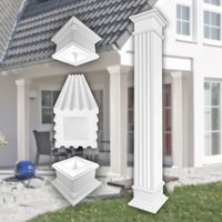 Säulen und Halbsäulen eckig voll kanneliert in 3 Größen, Fassadenstuck modern außen Prestige Decor Größe s - geschlossen, Komplettset 4 von PRESTIGE DECOR
