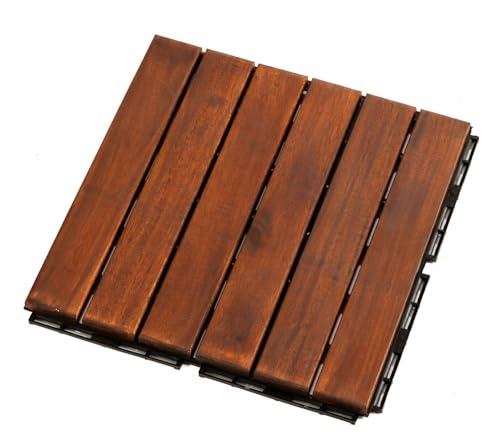 9er-Set Massivholz-Klickfliese aus Akazienholz, ca. 30 x 30 cm - Braun 9er-Set Massivholz-Klickfliese aus Akazienholz, ca. 30 x 30 cm - Braun von PRESTIGE HOME LIVING OUTDOOR