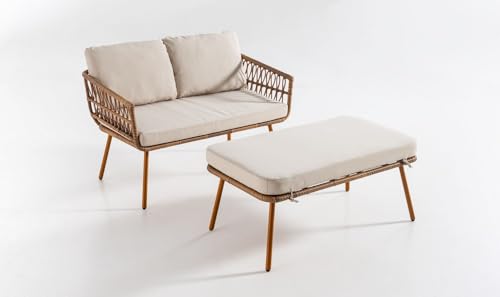 PRESTIGE HOME LIVING OUTDOOR 6-TLG. Gartenliege Marena Liegesofa 2-Sitzer inkl. Hocker von PRESTIGE HOME LIVING OUTDOOR