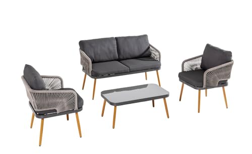 PRESTIGE HOME LIVING OUTDOOR Loungemöbel-Set 12tlg. Rope mit Polsterauflagen - Grau von PRESTIGE HOME LIVING OUTDOOR