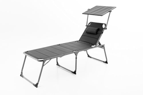 PRESTIGE HOME LIVING OUTDOOR XXL-Komfort-Sonnenliege inkl. Kissen gepolstert aus Aluminium, ca. 193 x 67 x 48 cm - Schwarz von PRESTIGE HOME LIVING OUTDOOR
