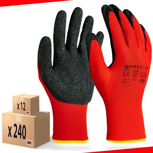PRESTIGION Arbeitshandschuhe Herren Größe 11-XXL (24 Paare) - Latex Handschuhe Arbeit - Abriebfest - Ideal für die Baustelle und Heimwerker oder den Garten von PRESTIGION