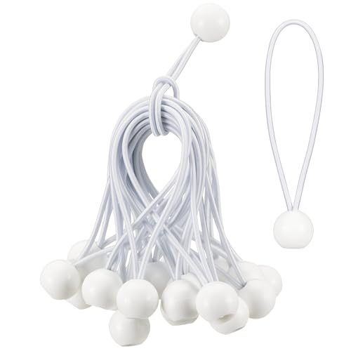 PRETEX 25x Spanngummi mit Kugel - Set von 25 Stück x 15cm Planenspanner - Hochbelastbare Spanngummis mit Kugel - Perfekt als Planenbefestigung oder Zeltspanner - Weiss von PRETEX