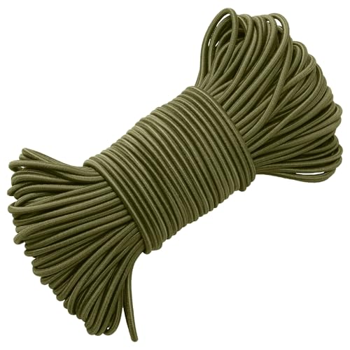 PRETEX Gummiband Expander 3mm x 30m - Spanngummi mit Latexkern - Gummiseil Expanderseil zuschneidbar - Spannseil Planenseil 30m lang - Bungee Cord - Olivgrün von PRETEX