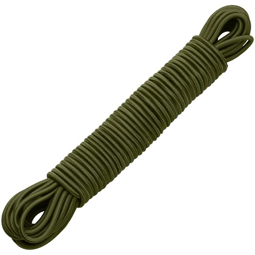 PRETEX Gummiband Expander 5mm x 20m - Spanngummi mit Latexkern - Gummiseil Expanderseil zuschneidbar - Spannseil Planenseil 20m lang - Bungee Cord - Olivgrün von PRETEX