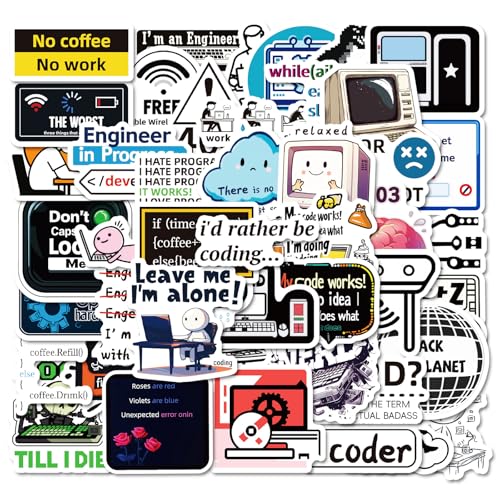 PRETTY SUNSHINE 50 Stücke Programmierung Sticker, Graffiti Lustige Aufkleber für Programmierer, Entwickler, Ingenieure, Hacker, Coders, Wasserdicht Vinyl Decals für Laptop Kindle Koffer Journal PRETTY SUNSHINE 50 Stücke Programmierung Sticker, Graffiti Lustige Aufkleber für Programmierer, Entwickler, Ingenieure, Hacker, Coders, Wasserdicht Vinyl Decals für Laptop Kindle Koffer Journal von PRETTY SUNSHINE