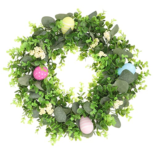 Künstliche Eukalyptus Kranz Ostereier Girlande Blumen Türkranz Osterkranz Frühlingskranz Türschild Blumenkranz Dekokranz Kunstblumen Wandkranz Osterdeko Eier Wohnzimmer Wanddeko Landhaus Ostern Deko von PRETYZOOM