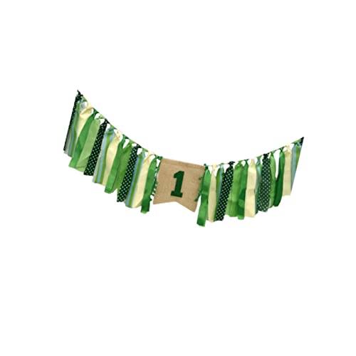 PRETYZOOM 1 Satz Partyschmuck Hochstuhl Für Babys Banner Zum Ersten Geburtstag Des Babys Grüne Girlande Glasvitrinen 1 Jahr Altes Geburtstagsbanner Grüner Kranz Kind Empfohlen Partybedarf von PRETYZOOM