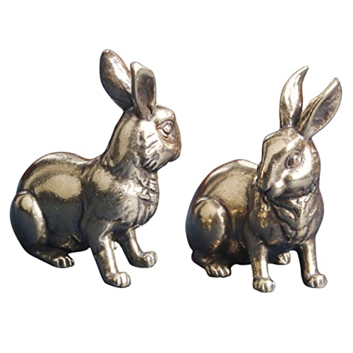 PRETYZOOM 1 Satz Messing Kaninchen Figuren Miniatur Retro Hasen Deko Ornament Desktop Skulptur Stabile Tischdeko Vintage Hase Wohnaccessoire Für Teehaus Und Büro 2 Stück von PRETYZOOM