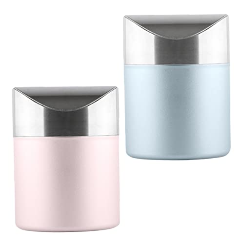 PRETYZOOM 1 Satz Mini Mülleimer Aus Kreative Abfallbehälter Für Auto Schreibtisch Winddicht Sandblau Roségold Für Büro Zuhause 2 Stück von PRETYZOOM