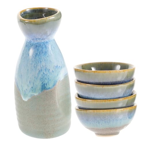 PRETYZOOM Weinbecher-Set Im Japanischen Stil 1 Topf 4 Sake-Becher Keramik-Sake-Topf Servierbecher Sortiert von PRETYZOOM