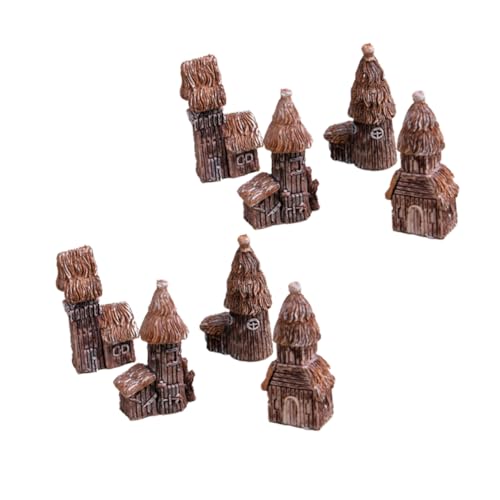 PRETYZOOM 1 Satz Teiliges Mini Schloss Mikrolandschaft Dekoration Für Tisch Für Pflanzen Und Blumen Perfektes Bastelzubehör Für Zuhause Und Büro Runder Und Quadratischer Holzhäuser 8 Stück von PRETYZOOM