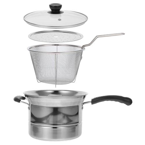 PRETYZOOM 1 Set Edelstahl Fritteuse Küchentopf Dampfgarer Suppentopf Kochtopf Suppentopf Fritteuse Pfannen Brattopf Für Garnelen Kleine Fritteuse Mit Sieb Pommes Frites Korb von PRETYZOOM