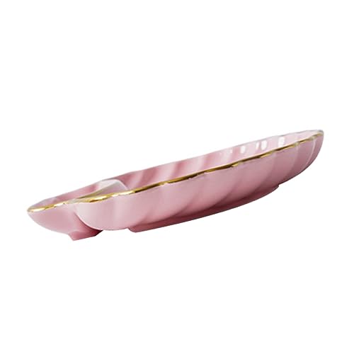 PRETYZOOM 1 Stück Keramischer Snackteller Rosa mit Unterteilung Servierplatte für Dumplings Sushi und Snacks für Zuhause und Restaurants von PRETYZOOM