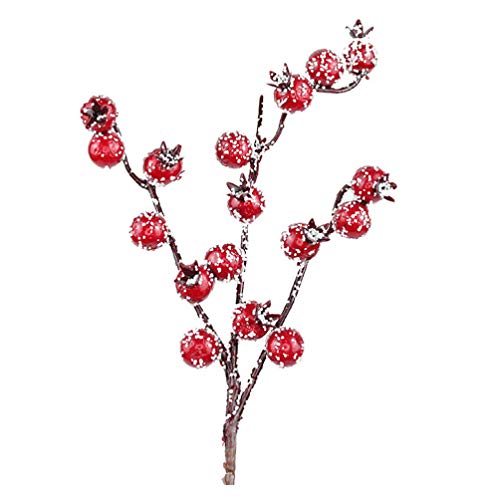 PRETYZOOM 10 Stück Künstliche Beerenstängel Schnee Gefrostet Gefälschte Beerenzweige Kleben Stechpalmenbeeren Blumenarrangement Weihnachtsbaumdekor für Thanksgiving-Herbstparty (Rot) von PRETYZOOM