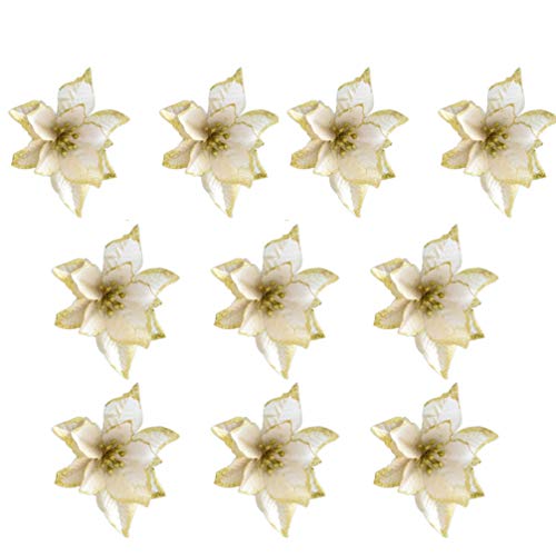 PRETYZOOM 10stücke Teiliges Glitzernde Künstliche Weihnachtsblumen Goldene Dekoration Für Weihnachtsbaum Tisch Kränze Festliche Kunstblumen Für Hochzeiten Und Weihnachten von PRETYZOOM