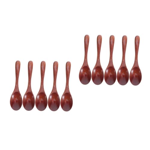 PRETYZOOM 10 Stück Teiliges Japanische Holzlöffel mit Langem Griff Leichte Teelöffel und Rührlöffel für Kaffee Honig Zucker Gewürze Dessert Suppe Natürlicher Holzlook mit Glatter Lackierung von PRETYZOOM