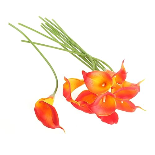PRETYZOOM 10stücke Kunstblumen Calla-liliensträuße Aus Pu Orange Lebensechte Blumensträuße Für Hochzeiten Und Partysdekoration Ca von PRETYZOOM