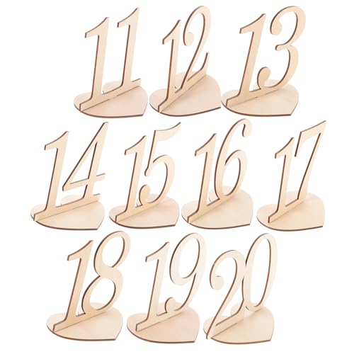 PRETYZOOM 11-20 Holz Tischnummern Zahlen Deko Hochzeit Holzzahlen 10 stücke Tisch Nummernschilder Tischzahlen für Geburstage Bankett Party Cafés Restaurants Engagement Tischdeko von PRETYZOOM