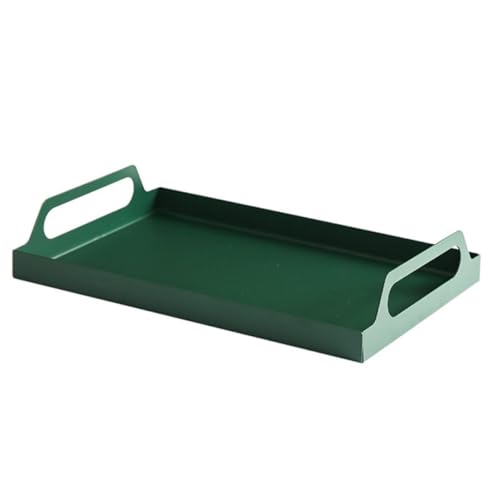 PRETYZOOM 1Stk rechteckiges Tablett Essenstablett Platten Tabletts Planke Würze ablage tablett snackteller anzuchtschalen palletten ösenplatte Frühstückstablett Fast-Food-Tablett Eisen Green von PRETYZOOM