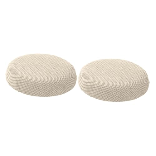 PRETYZOOM 2 STK Runde Hockerabdeckung Gepolstert Kissen Für Barhocker Bezug Für Hocker Leinen Drehbare Barhocker Für Den Außenbereich Runde Elastische Tischdecke Funda Sofas Beige Polyester von PRETYZOOM