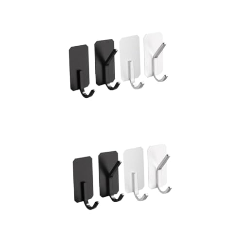 PRETYZOOM 2 Sätze Selbstklebende Wandhaken Werkzeugfreie Montage Für Badezimmer Küche Wohnzimmer Praktische Organizer Für Handtücher Und Zubehör Schwarz Silber 4 Stück * 2 von PRETYZOOM