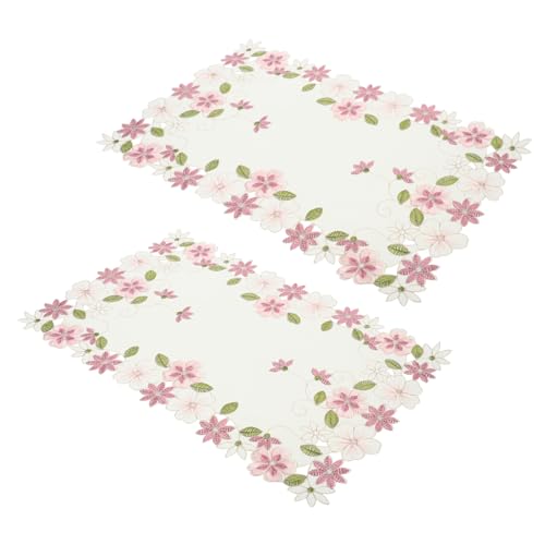 PRETYZOOM 2 Stück Europäische Pastoral -Tischdecke Bestickte Tischdecke Robuste Tischdecke Placemats mit Blumen Lavendel Tischdecke gehäkelte Tischsets Weihnachtstischdecke Sticktisch Satin- von PRETYZOOM